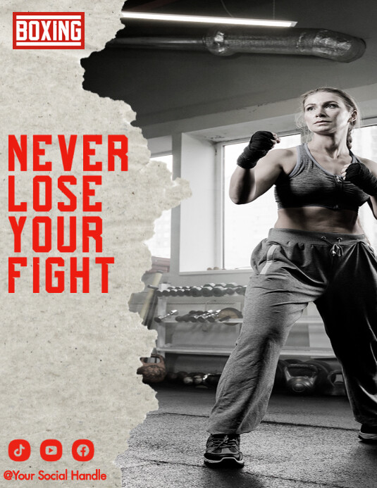 kick boxing women Folder (US Letter) template