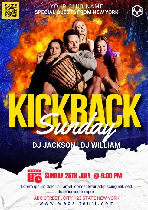 kickback,summer, retail, party A4 template