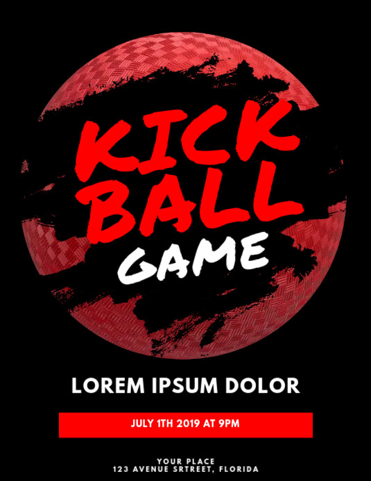 Kickball Game Flyer Design Template Pamflet (Letter AS)