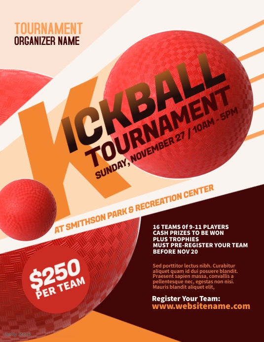 Kickball Tournament Flyer Pamflet (VSA Brief) template