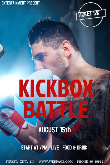 Kickboxing Raffle Kickbox Batalha Evento Flyer Modelo | PosterMyWall
