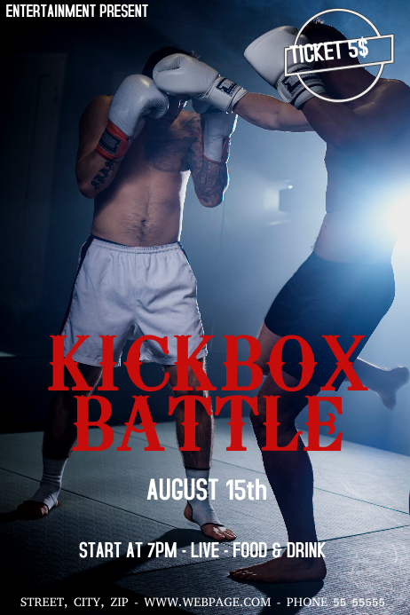 Kickboxing Raffle Modèle de Kickbox Battle Event Flyer | PosterMyWall
