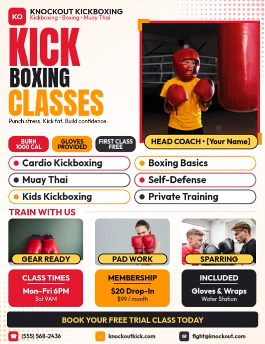 Kickboxing Fitness Class Flyer Template | PosterMyWall