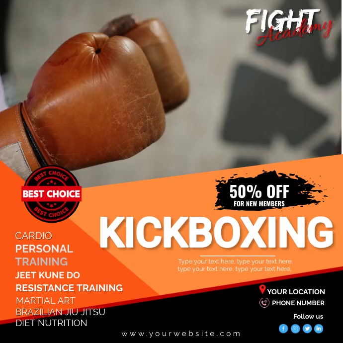 Kickboxing Layout Plantilla de Video de Kickboxing | PosterMyWall