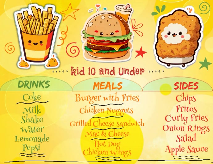 Kid's Menu with Prices Flyer (US Letter) template