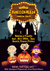 Schwarz Kid Halloween Party Invitation Template A4