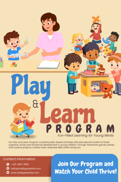 Kids Play Program Examples Copy of KID PLAY & LEARN PROGRAM | PosterMyWall