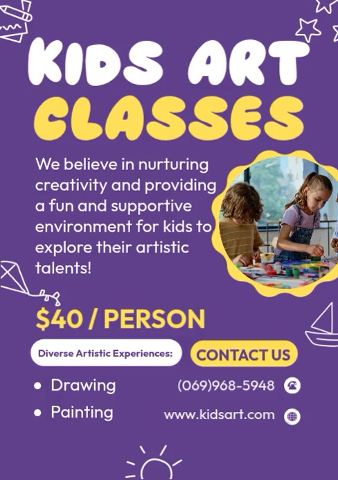 Kids Art Classes Template | PosterMyWall