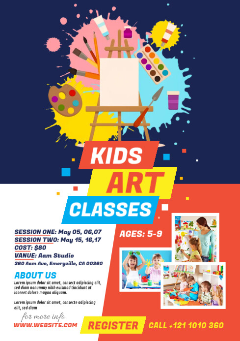 Kids Art Classes Flyer Template Postermywall