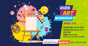 Kids Art Workshop Ad Изображение, которым поделились на Facebook template