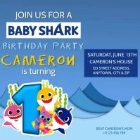 KIDS Baby Shark BIRTHDAY INVITE Template Cuadrado (1:1)