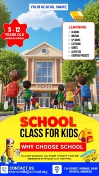 Kids  Back To School video 数字显示屏 (9:16) template