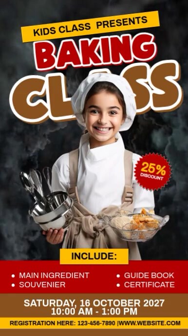 Baking Course Templets Kids Baking Class Template | PosterMyWall