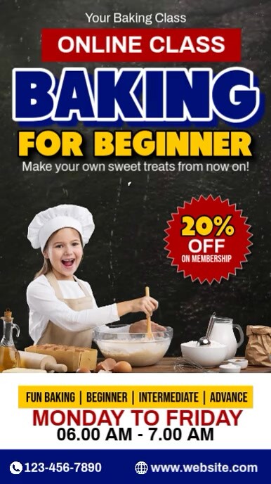 Kids Baking Online Class Instagram Reel template