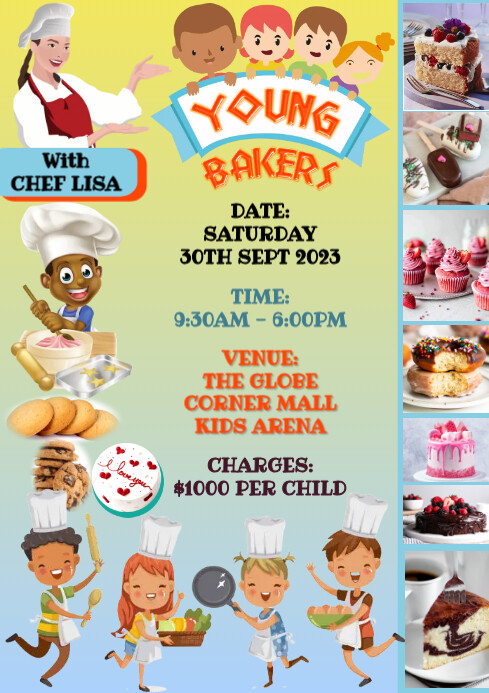 KIDS BAKING YOUNG COOKING LESSON POSTER Template | PosterMyWall
