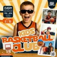 Kids basketball lessons video ad design template, Square (1:1)