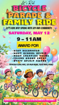 Bicycle Kids Parade Event Flyer Template Invitation Instagram-verhaal