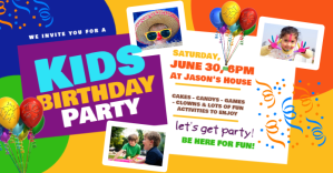 Kids Birthday Facebook Shared Image Isithombe Esabiwe ku-Facebook template