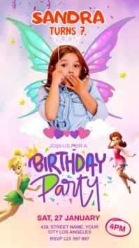 Kids birthday invitation Digital Display (9:16) template