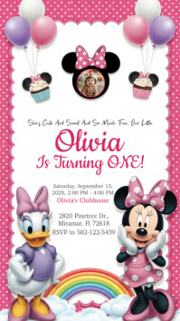 Minnie Mouse Birthday Invitation Instagram Story template