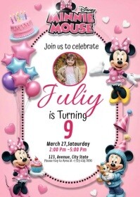 White Minnie Mouse Birthday Party A6 Template