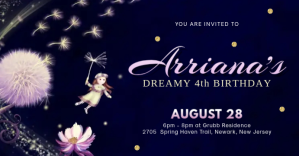 Purple Children's Birthday Invitation Facebook begivenhed cover Template