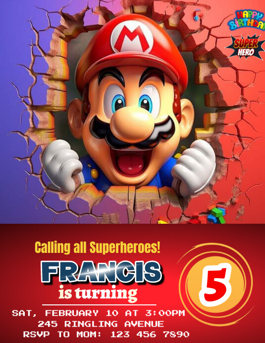 Kids birthday poster Flyer (US Letter) template