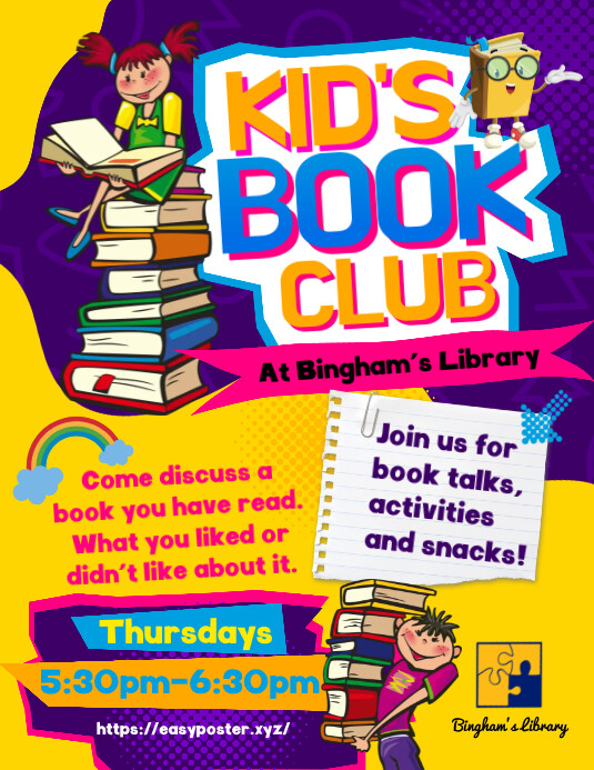 Kids Book Club Flyer Template PosterMyWall