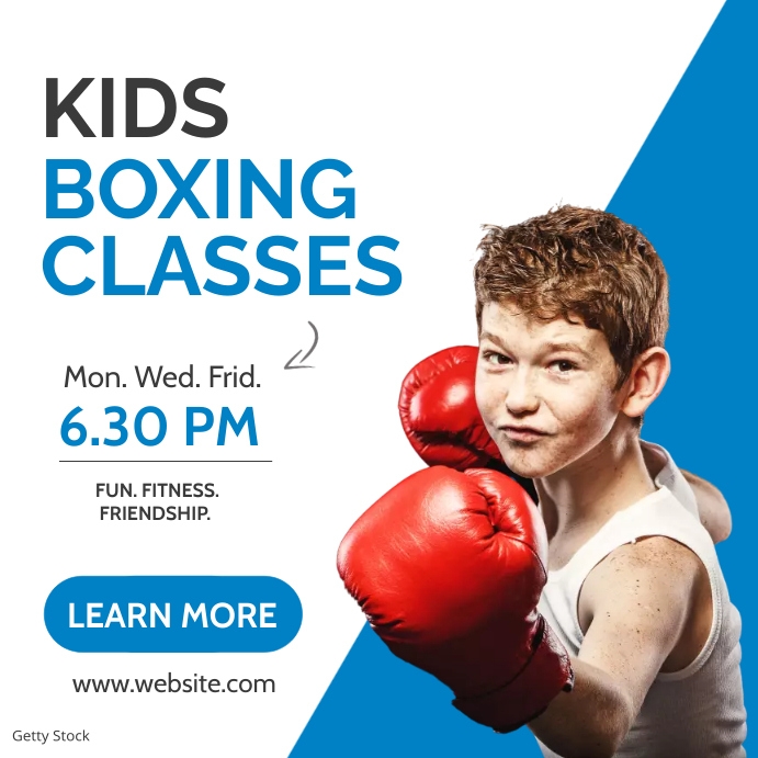 Boxing Classes Post Kids boxing classes advertising instagram pos Template | PosterMyWall