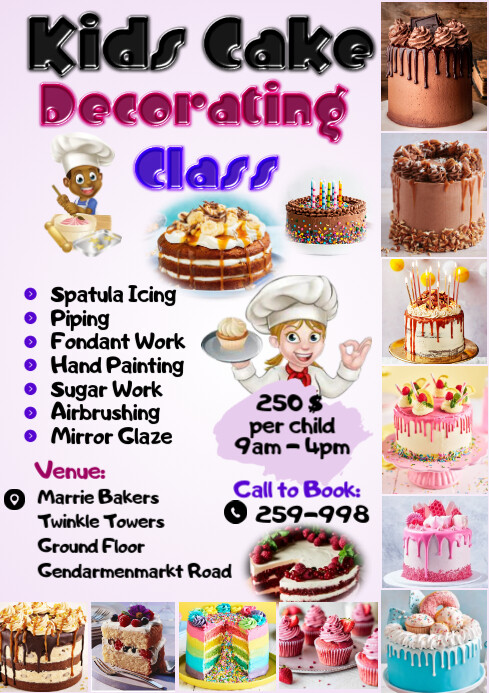 Cake Flyer Examples KIDS CAKES DECORATION CLASS EVENT FLYER Template | PosterMyWall