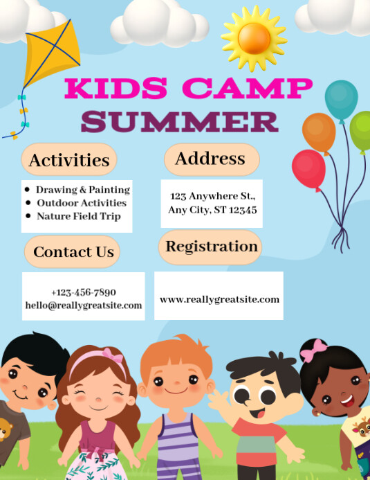 Kids Camp Summer Folheto (US Letter) template