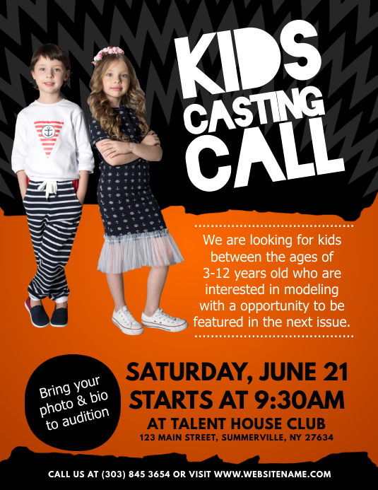 Kids Casting Call Flyer Template PosterMyWall