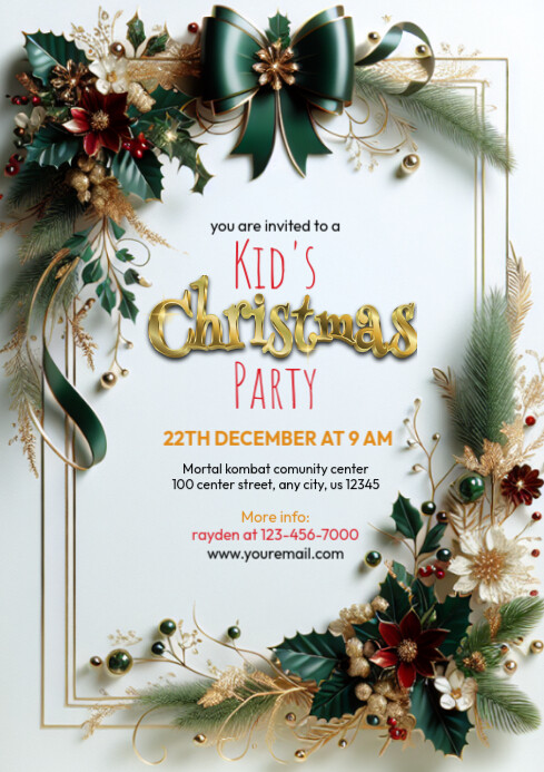 Plantilla de Kids Christmas Party A4 | PosterMyWall