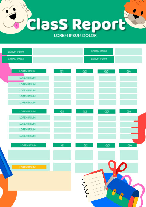 Kids Class Report Template | PosterMyWall