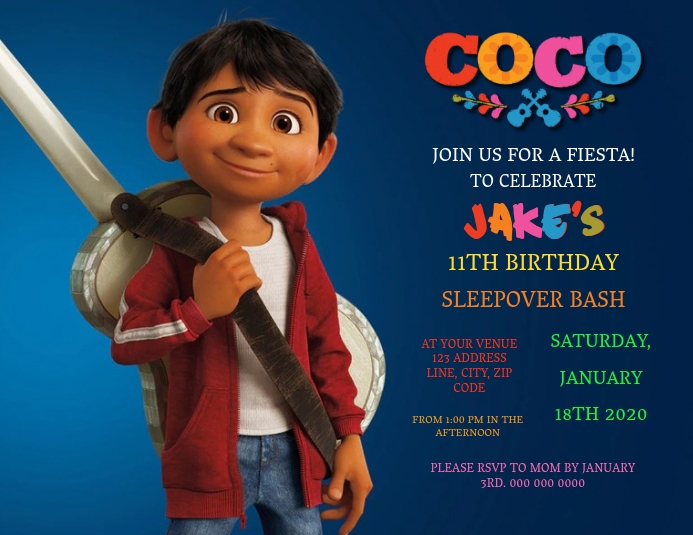 Enfants Coco Anniversaire Invitation Modele Postermywall Enfants Coco Anniversaire Invitation Modele Postermywall