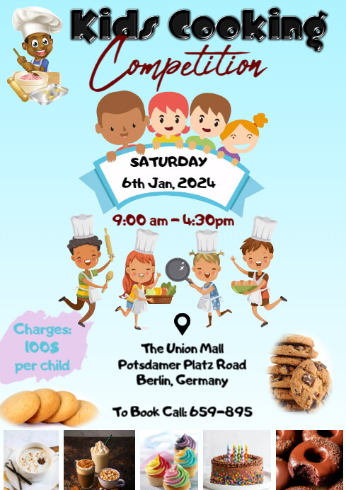 KIDS COOKING CHILDREN BAKING DAY COMPETITION Template | PosterMyWall