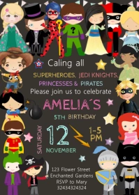Kids Costume Invitation A6 template