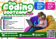 White Kids Coding Bootcamp A4 Template