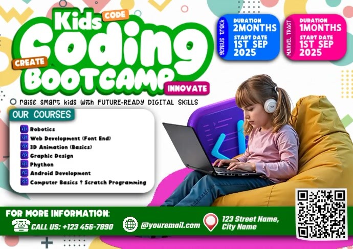 Kids Creative Coding Bootcamp 2025 A4 template