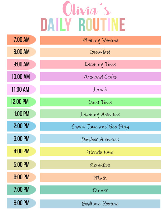 Sample Daily Schedule For Preschool