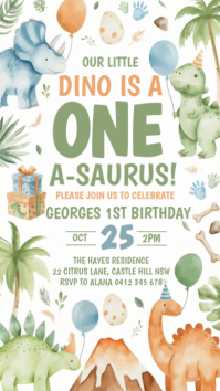 Kids dinosaur party template Instagram Story