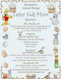Kids Easter Menu Volante (Carta US) template