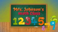 Kids math teacher virtual zoom background Pantalla Digital (16:9) template