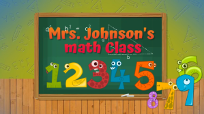 Kids math teacher virtual zoom background Ekran reklamowy (16:9) template