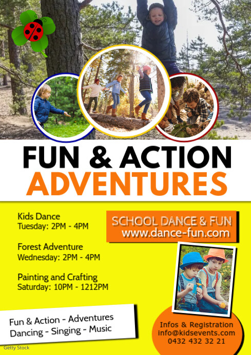 Kids Events Fun Action Play Dance Activity Ad Template | PosterMyWall