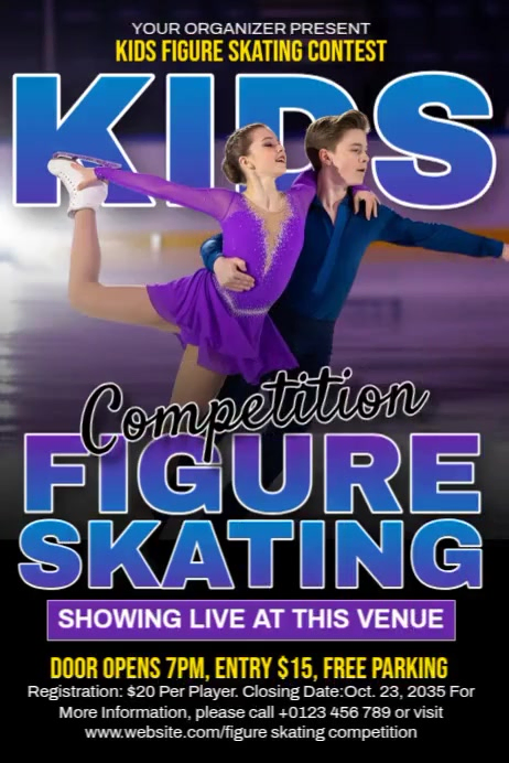 Kids Figure Skating Contest Cartaz template