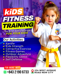 Kids Fitness Training karate martial arts children's self defence center studio classes advertisemen Instagram Portrait template