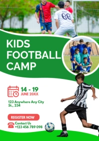 Kids Football Camp Poster Template – Youth Sports Training Design A2