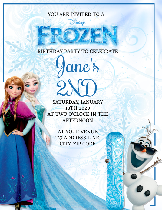 Kids Frozen Birthday Invitation Template Postermywall