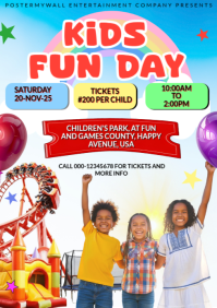 Kids Fun Day Flyer Template Colorful Children’s Event Poster A4 printable
